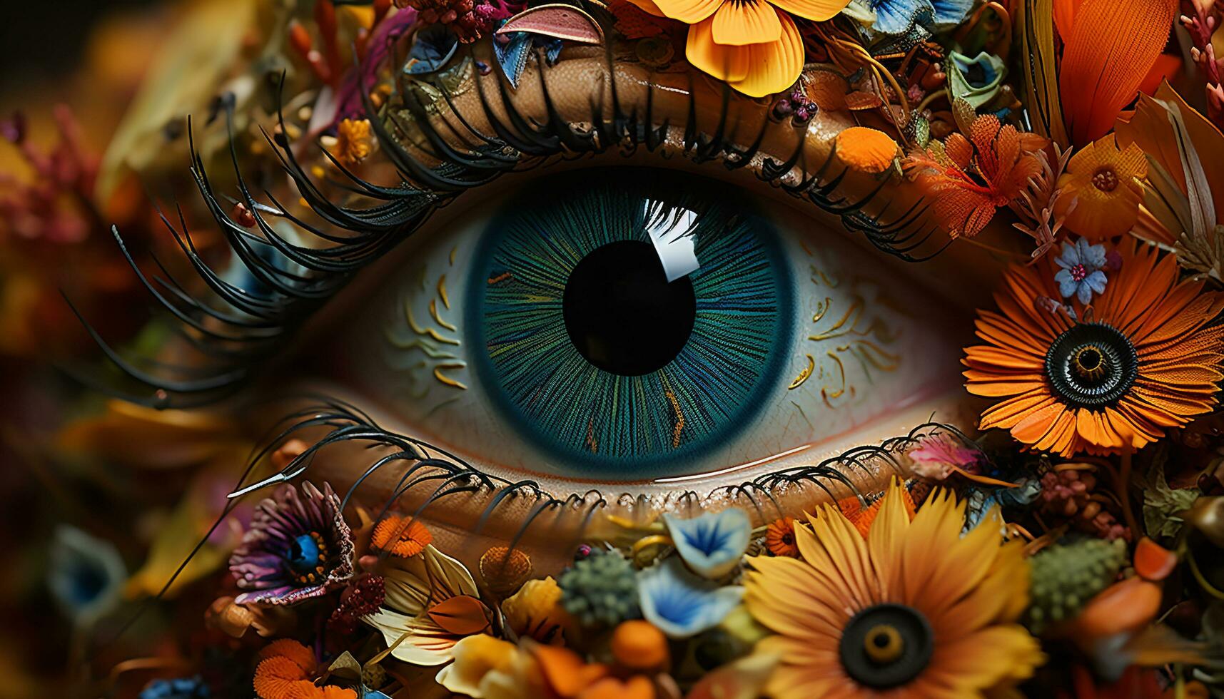 ai generado un hermosa amarillo flor mirando a el humano ojo generado por ai foto