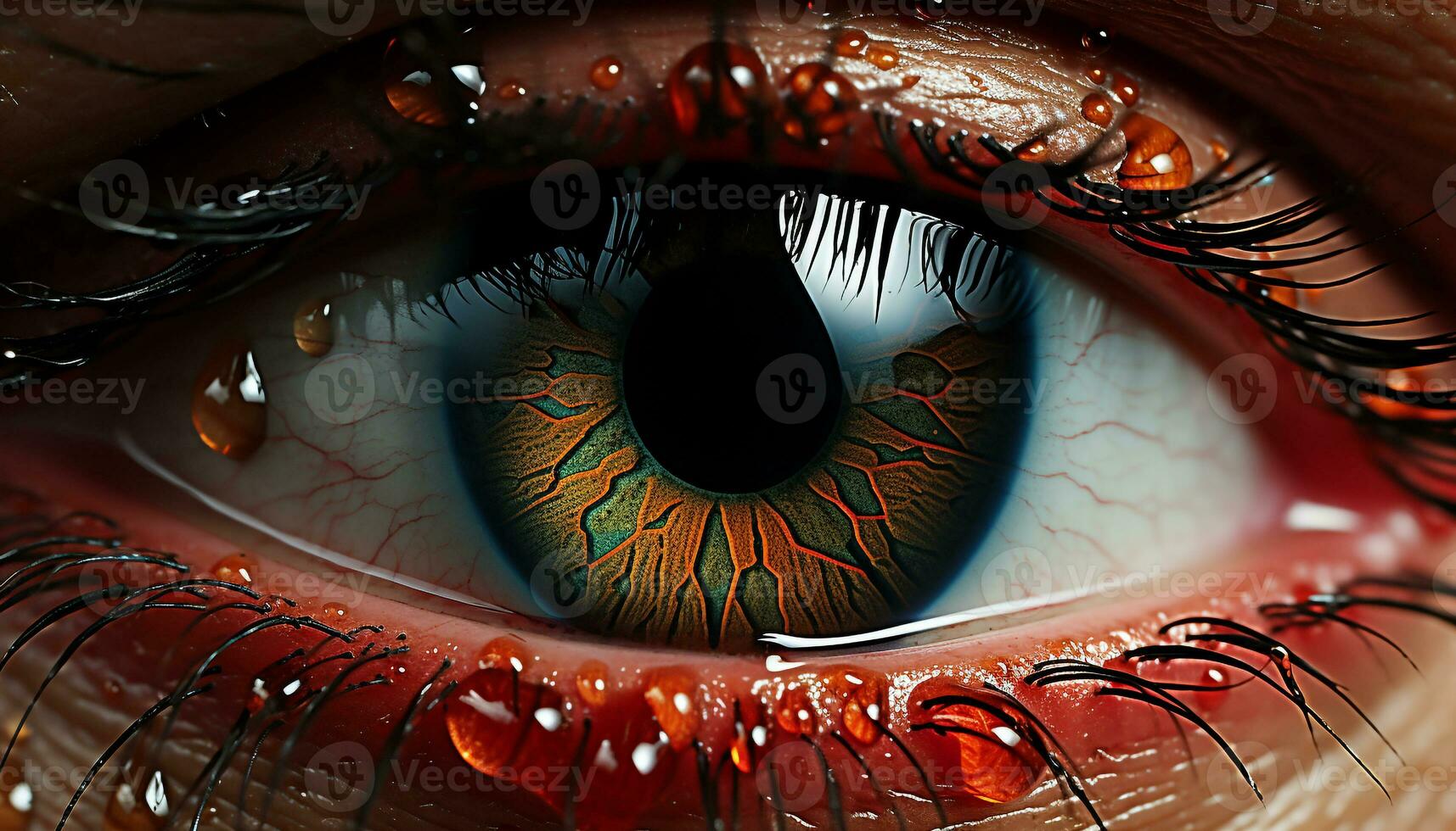AI generated A beautiful woman eye reflects abstract patterns of creativity generated by AI photo