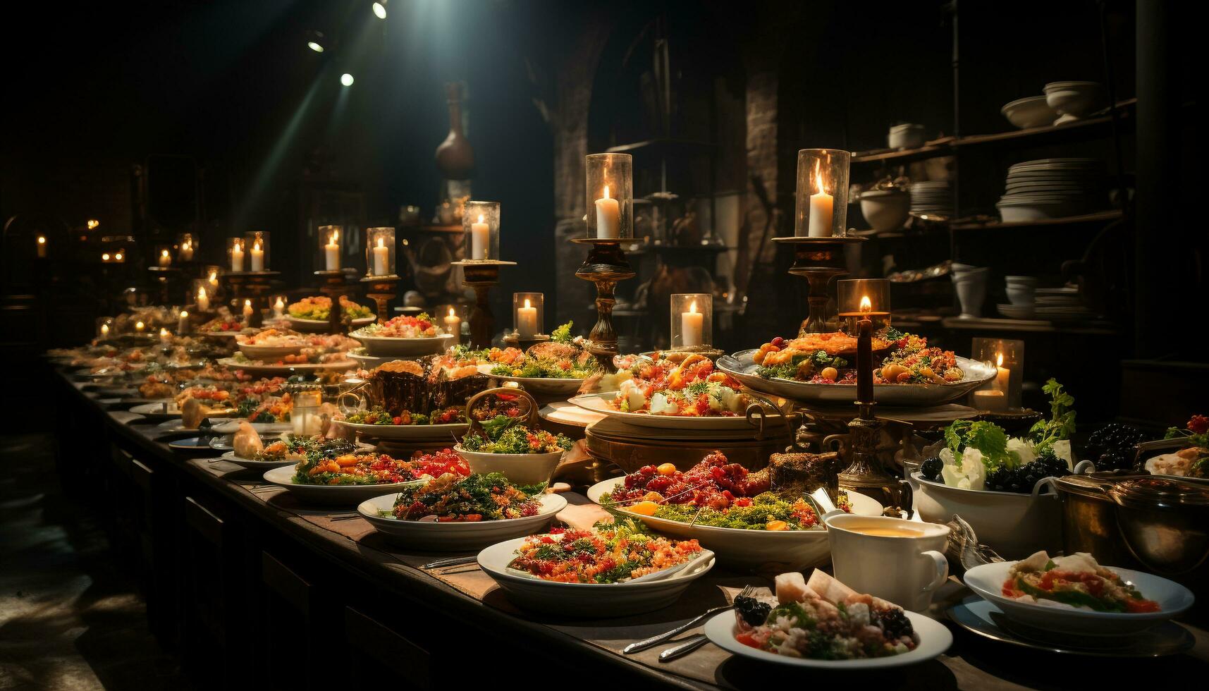 AI generated Gourmet meal, fresh salad, decoration, celebration, healthy eating, traditional festival generated by AI photo