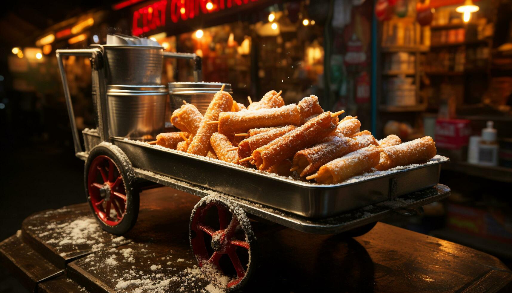 AI generated Grilled meat, cooked outdoors, brings cultures together in feast generated by AI photo
