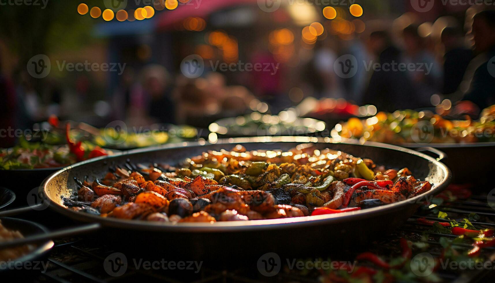 AI generated Outdoor barbecue Fresh, healthy grilled meat and vegetables for celebration generated by AI photo