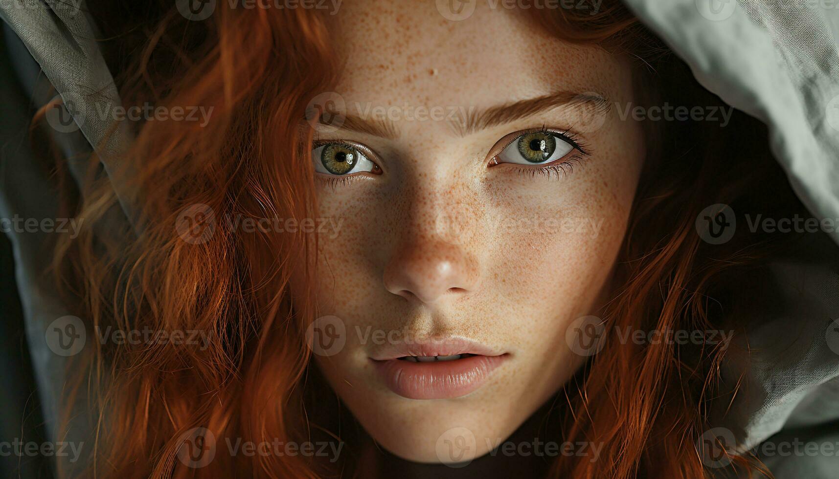 AI generated One beautiful woman looking at camera with confidence and happiness generated by AI photo