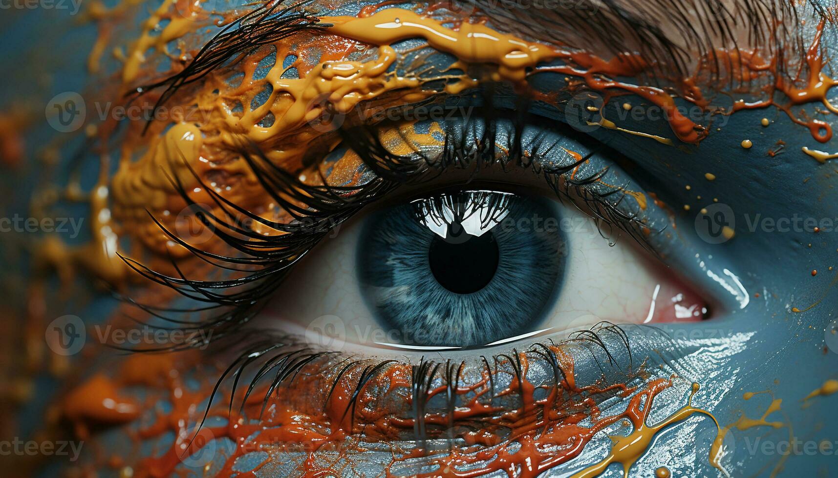 ai generado brillante azul iris curioso dentro el cámara, reflejando vibrante colores generado por ai foto