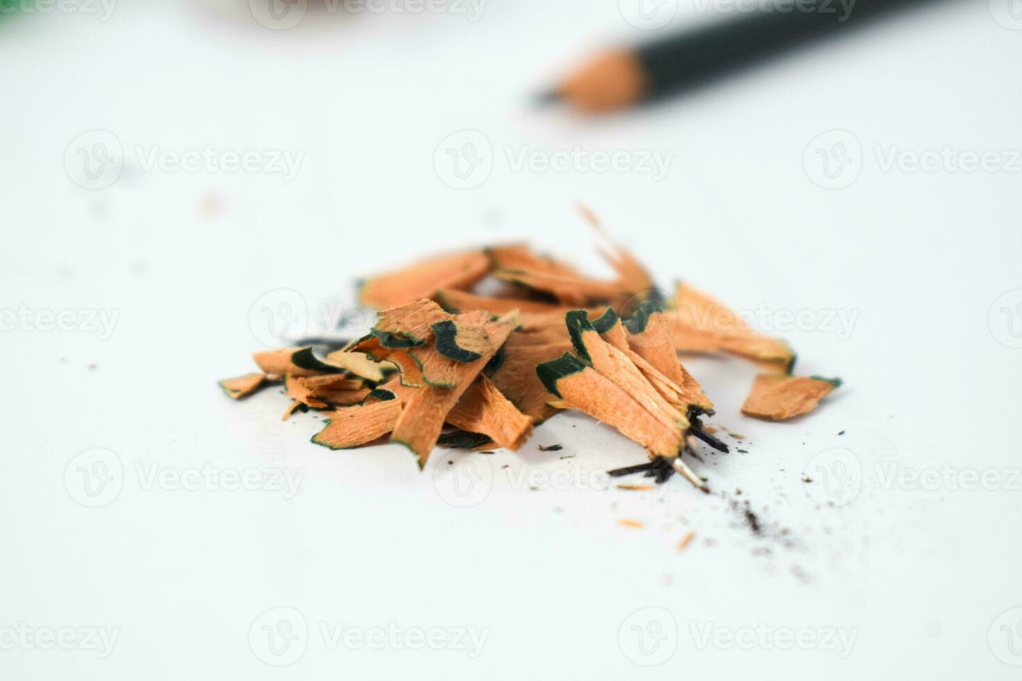 pencil shavings on white background photo