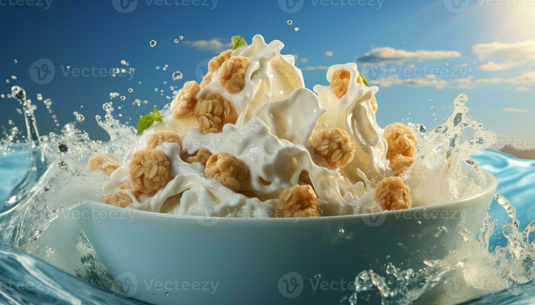 AI generated Fresh fruit bowl on wooden table, a healthy summer snack generated by AI photo
