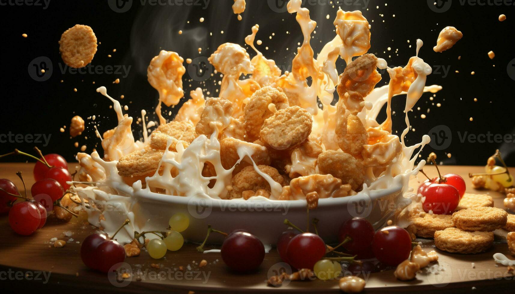 AI generated Freshness and sweetness on a plate of homemade dessert generated by AI photo