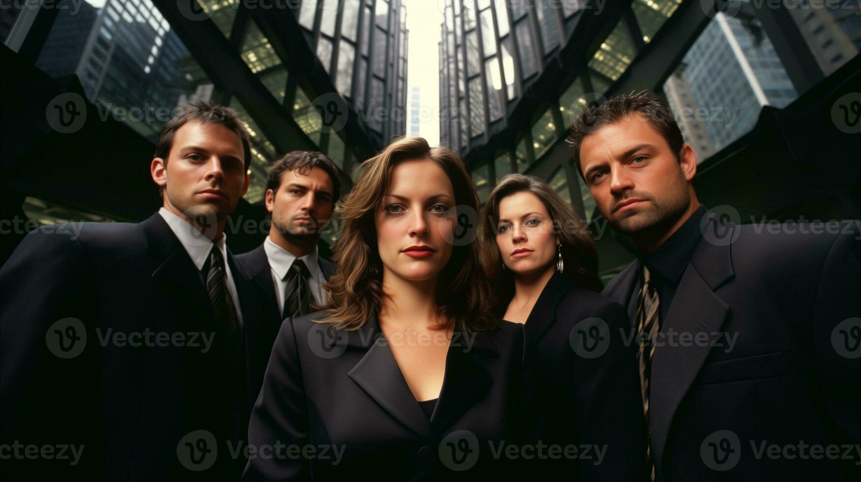 AI generated A group of professional individuals in suits and ties standing in an alley. Generative AI photo
