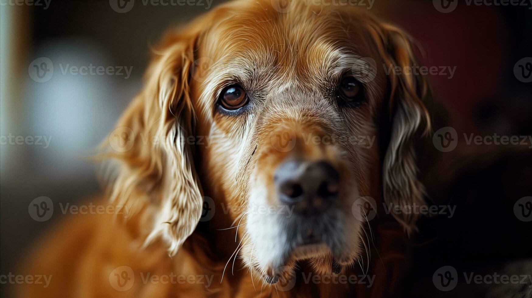 AI generated A golden retriever dog is staring into the camera. Generative AI photo