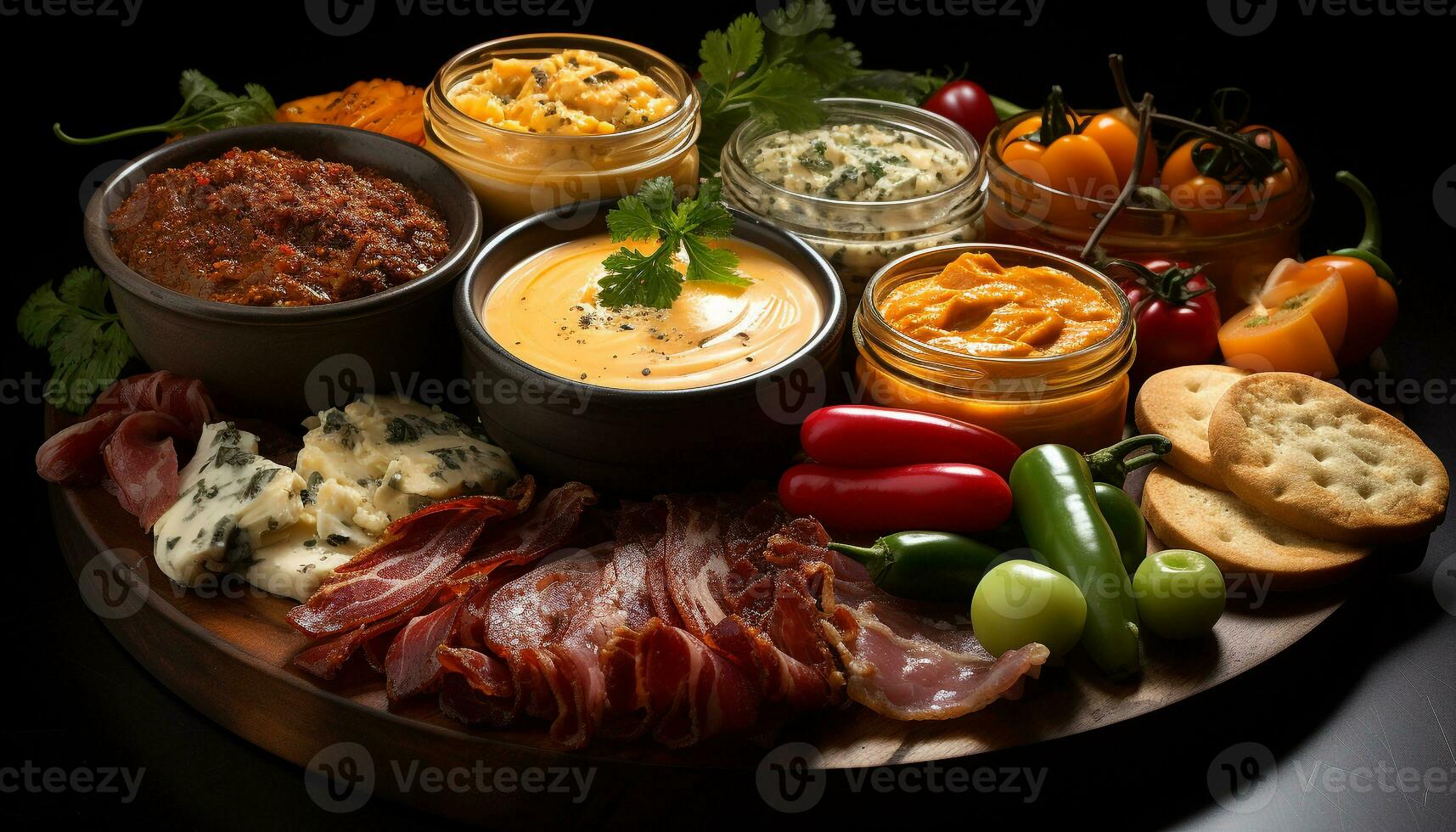 AI generated Freshness and spice enhance the gourmet meat appetizer generated by AI photo