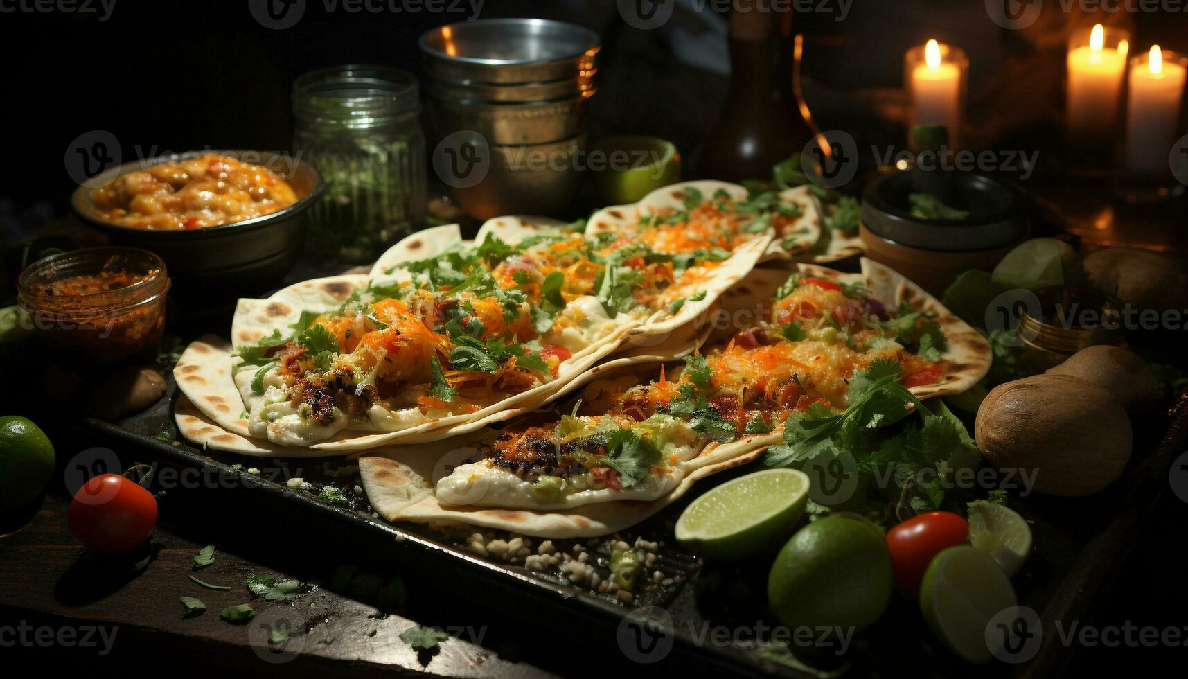 AI generated Fresh guacamole on a tortilla chip, a Mexican appetizer generated by AI photo