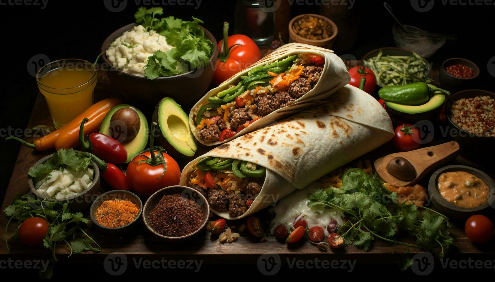 AI generated Freshness and spice in a homemade Mexican beef taco generated by AI photo