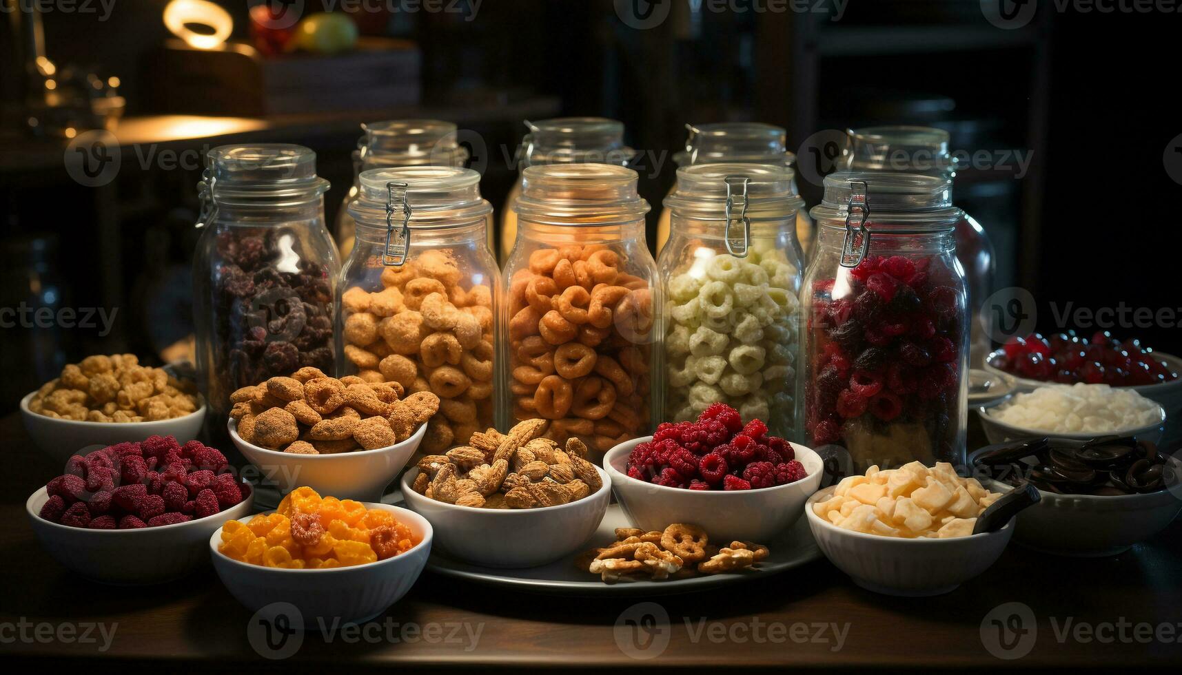 AI generated A healthy snack bowl with fresh fruit and granola generated by AI photo