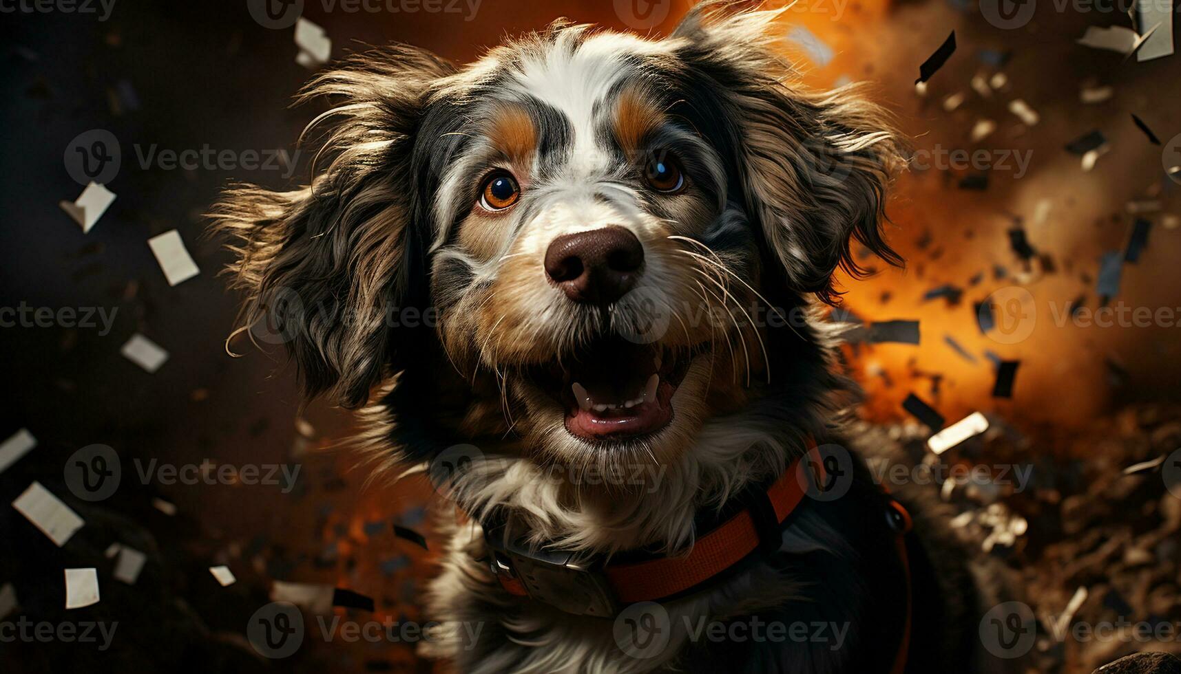 AI generated Cute puppy sitting outdoors, looking at camera with loyalty generated by AI photo