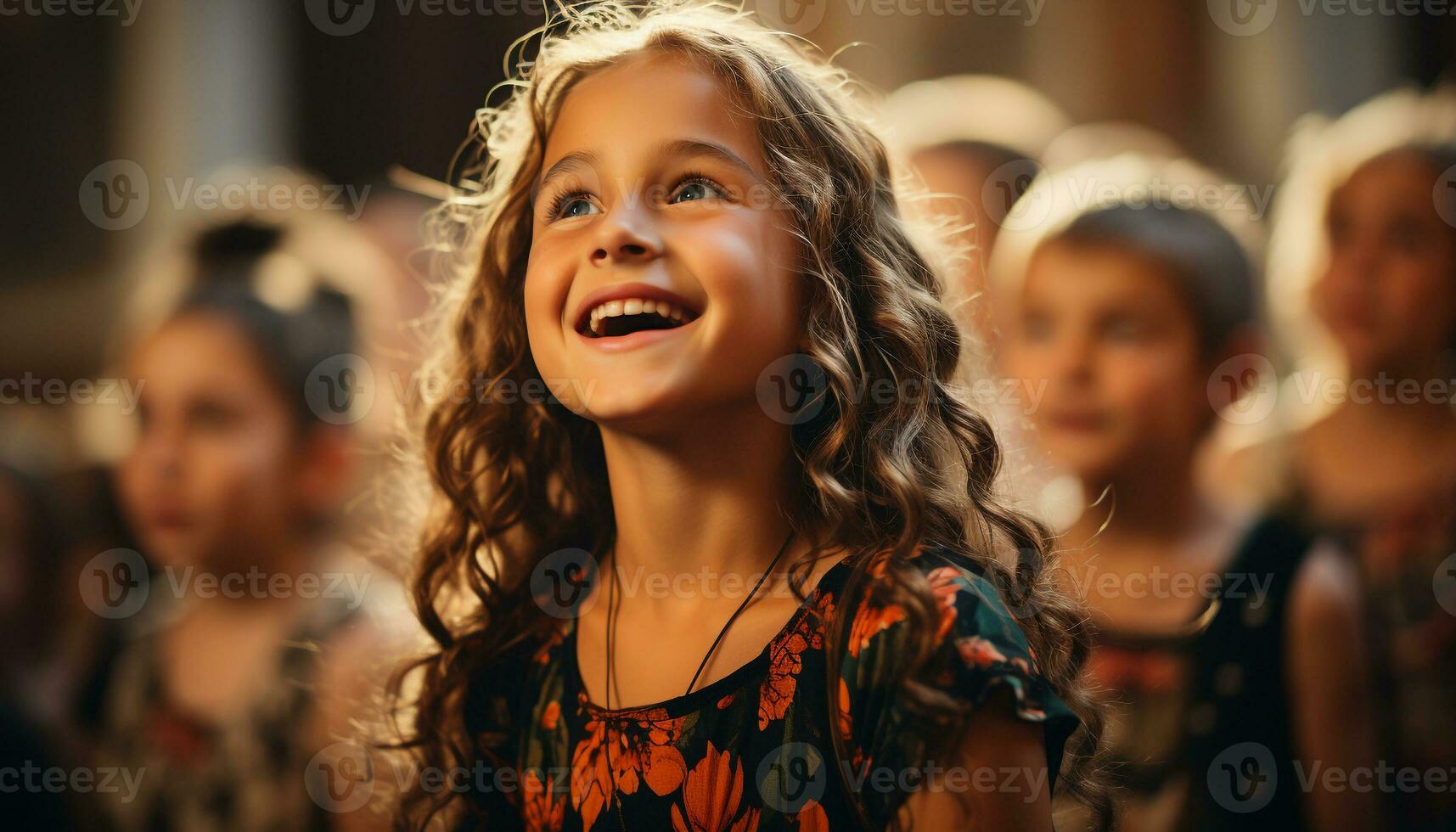 AI generated Smiling girls enjoy cheerful summer, carefree childhood, playful outdoor fun generated by AI photo