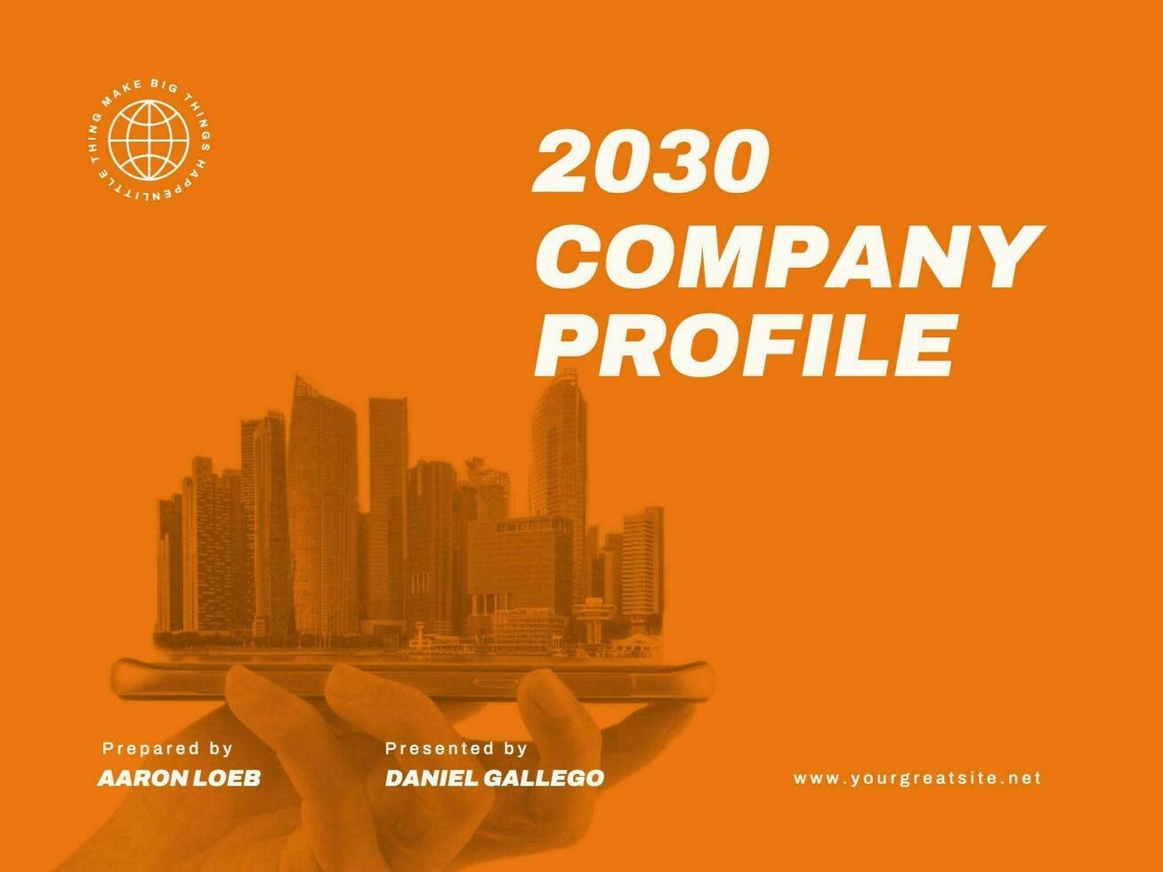 orange company profile presentation template design ideas