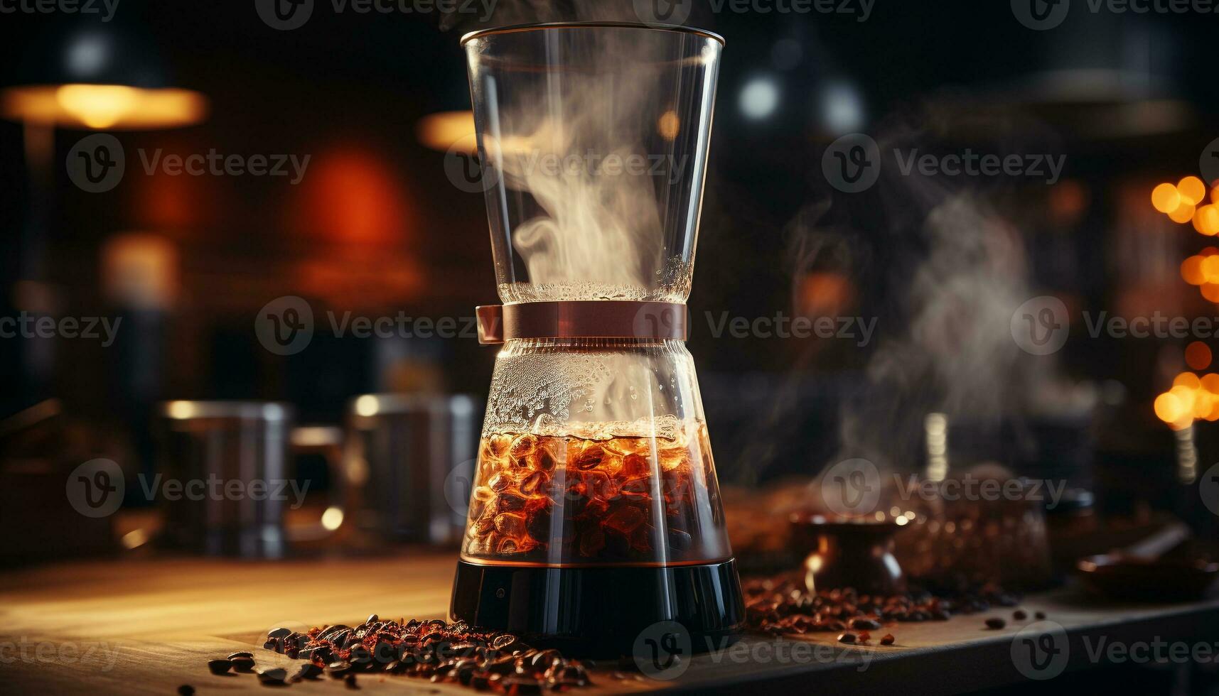 AI generated Fresh coffee pouring into a mug, steam rising, caffeine delight generated by AI photo