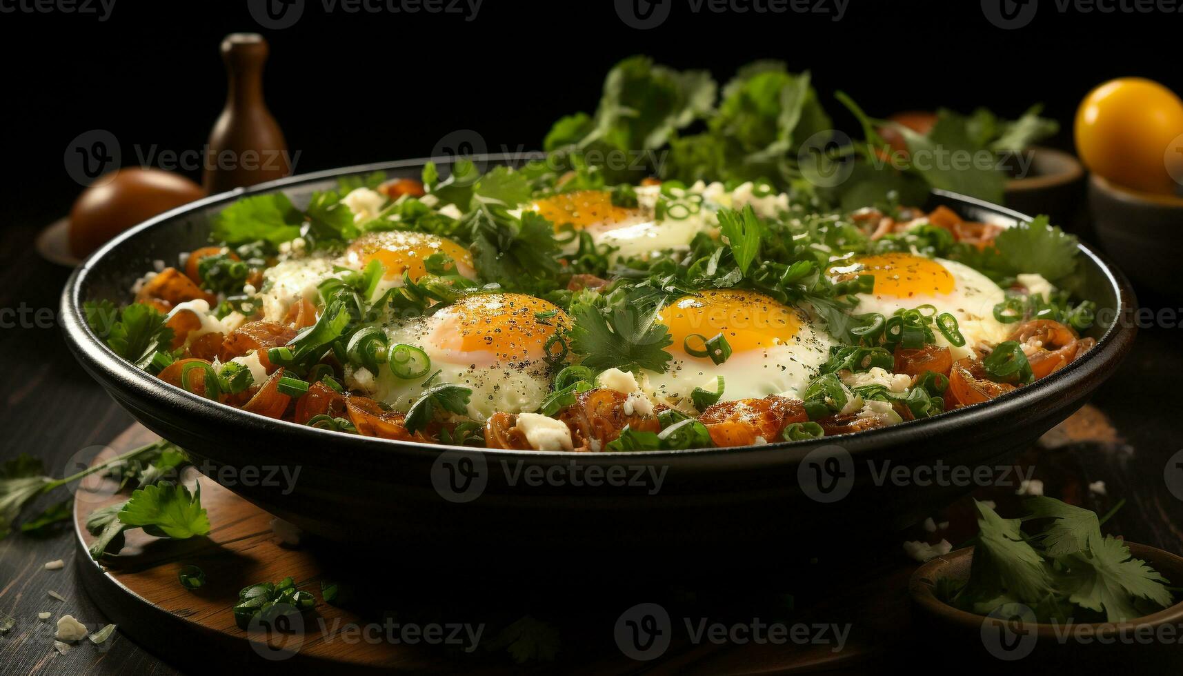 ai generado frescura y salud en un gastrónomo vegetariano ensalada cuenco generado por ai foto