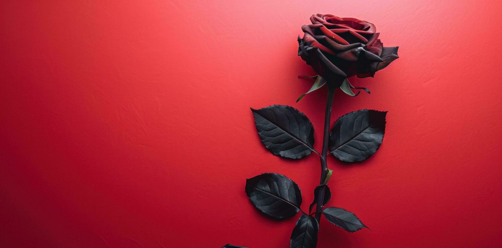 AI generated a rose is placed on a red background. photo