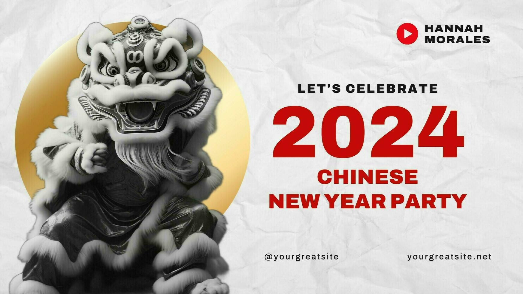 black and white chinese new year youtube banner for social media template