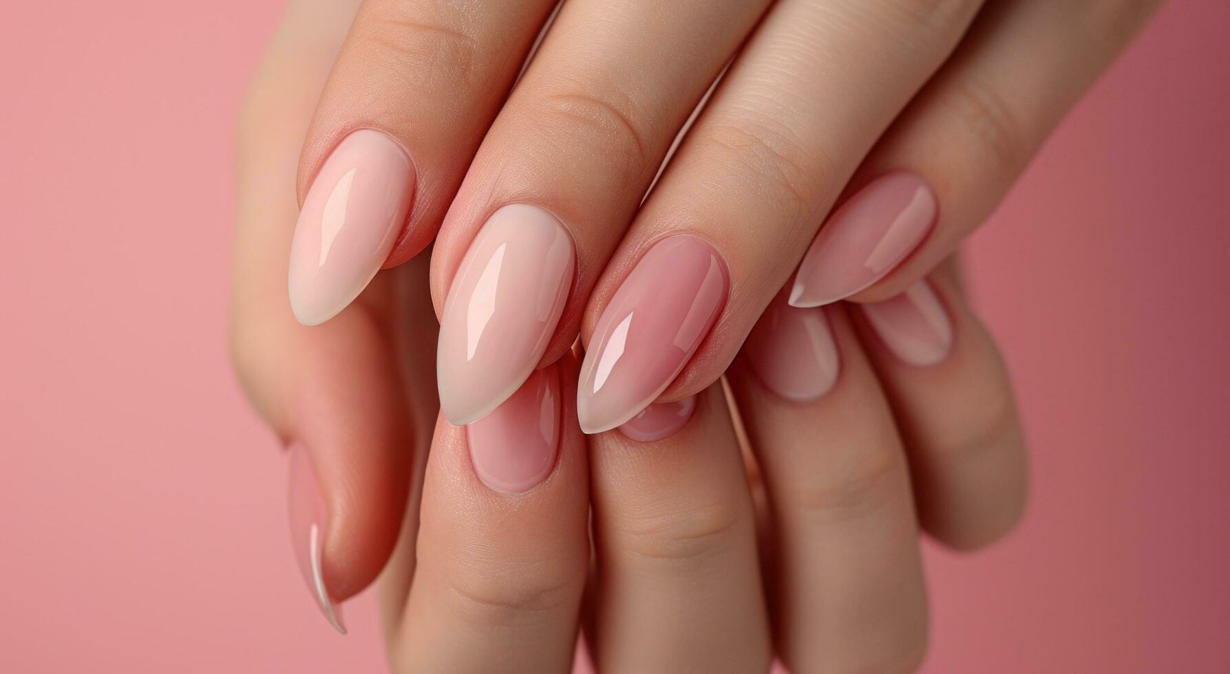 AI generated a womans hands with clear manicure. photo