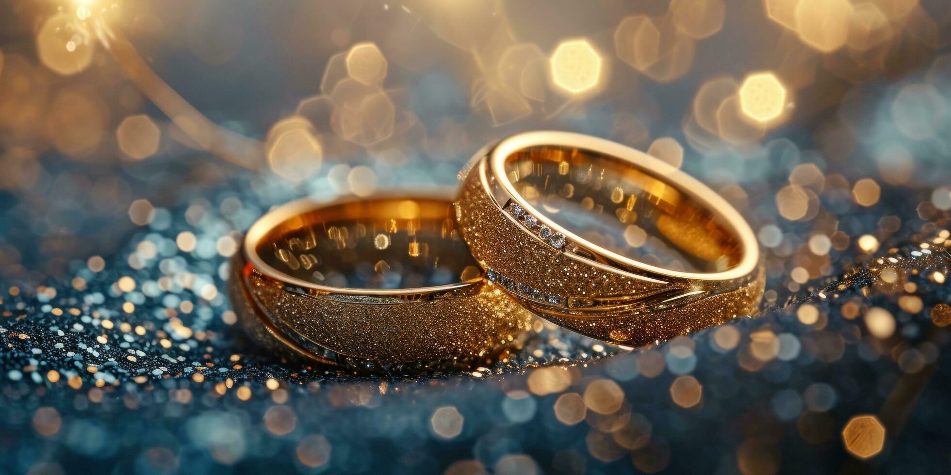 ai generado un animado foto de Boda anillos hecho desde oro