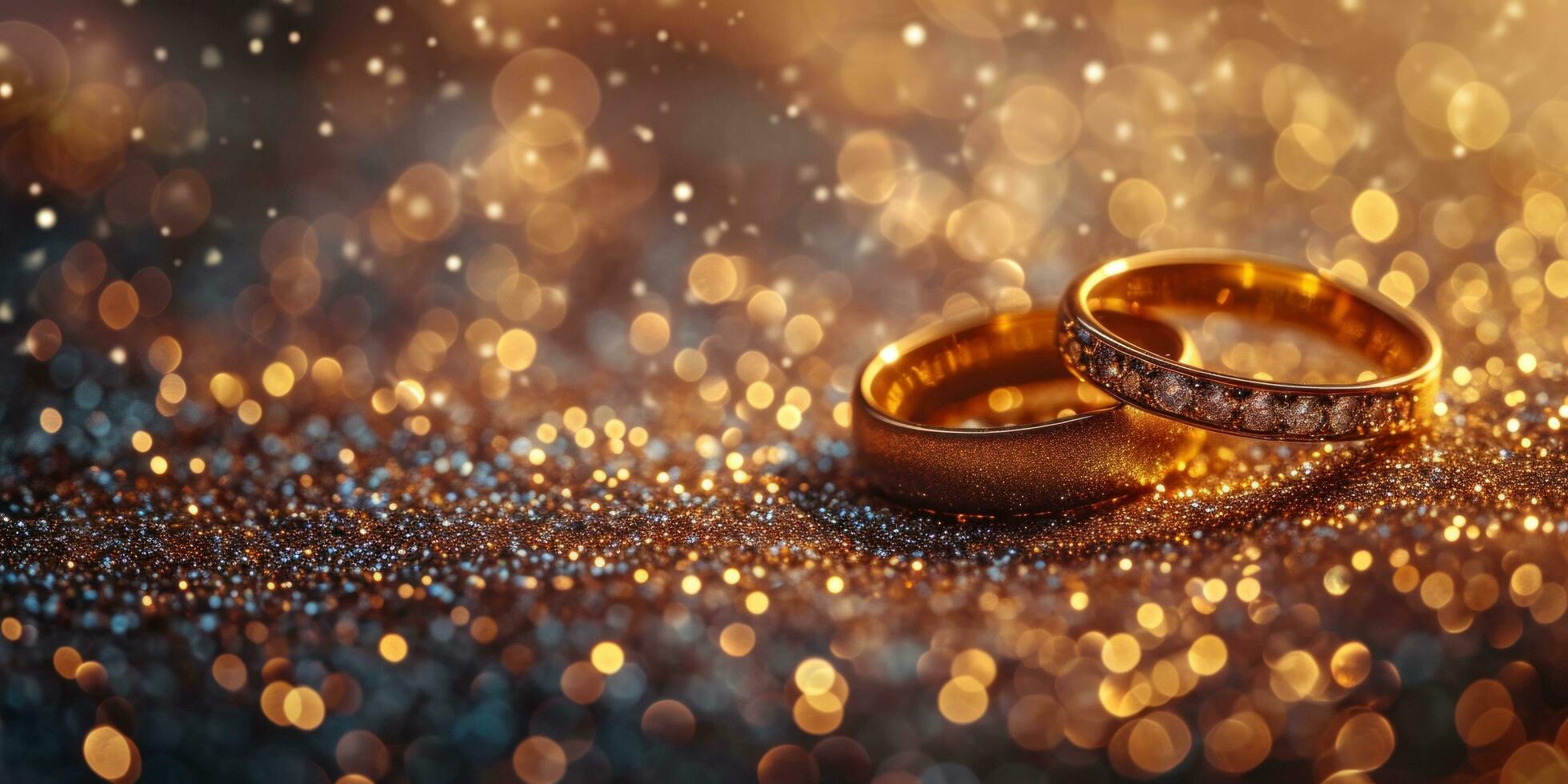 ai generado un animado foto de Boda anillos hecho desde oro