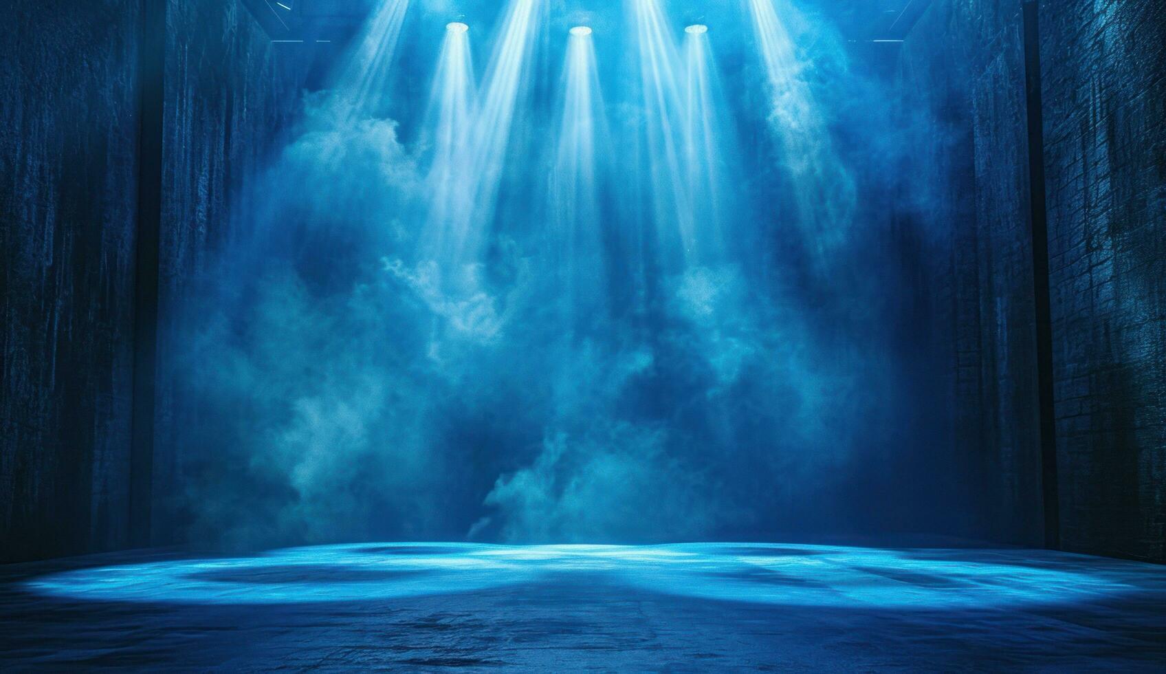 AI generated a blue stage with light beams photo