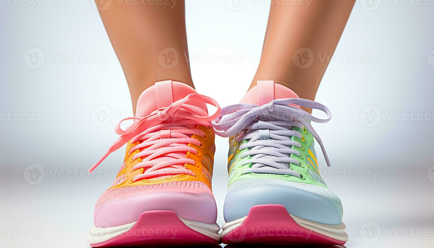 AI generated A woman tying pink sports shoe for outdoor exercise generated by AI photo