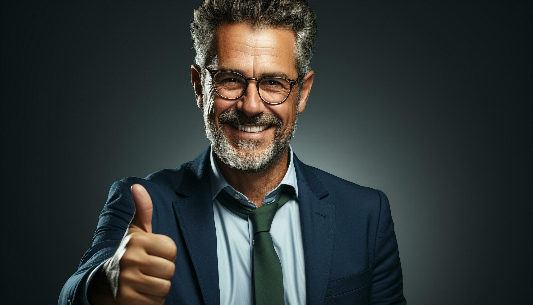 AI generated Successful businessman with gray hair and a confident smile generated by AI photo