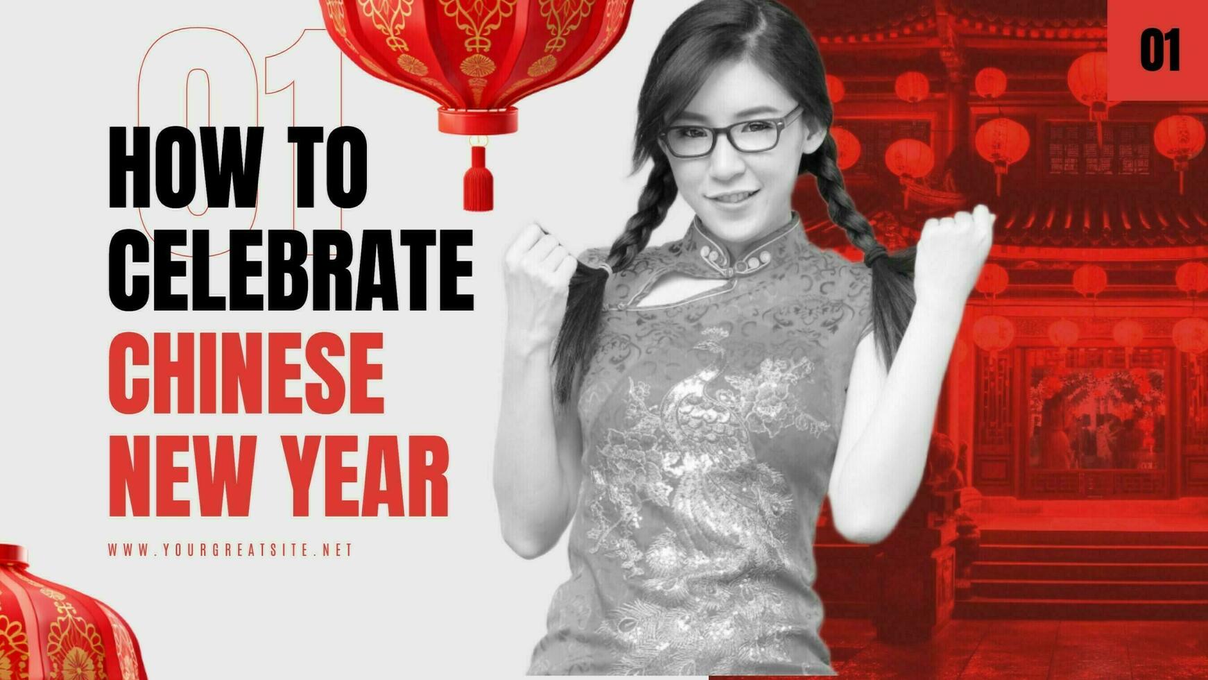 chinese new year for social media thumbail template