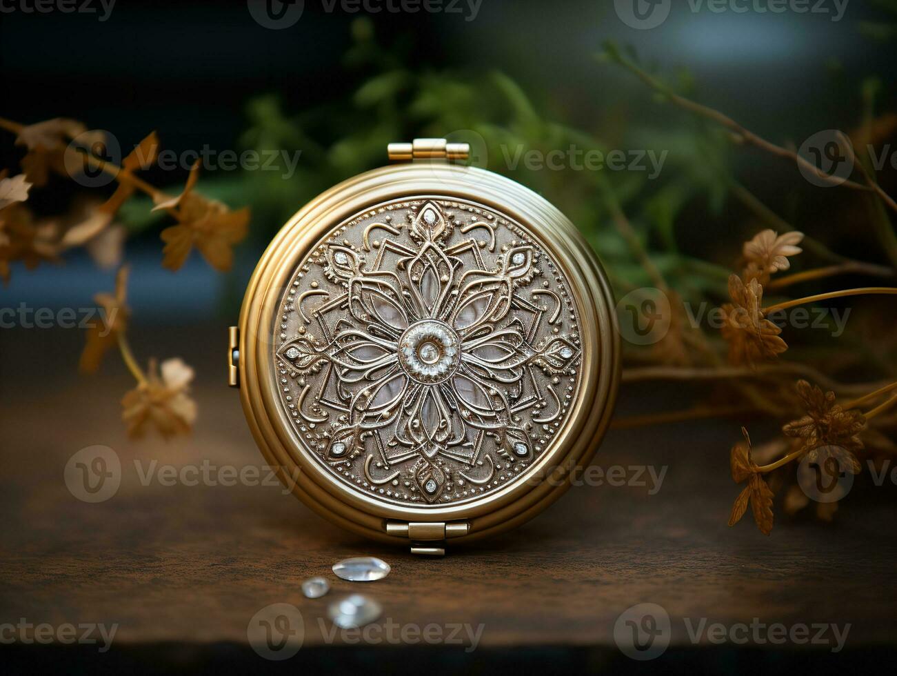 AI generated Elegant Compact Mirror Mockup for Beauty and Accessories - AI Generated photo