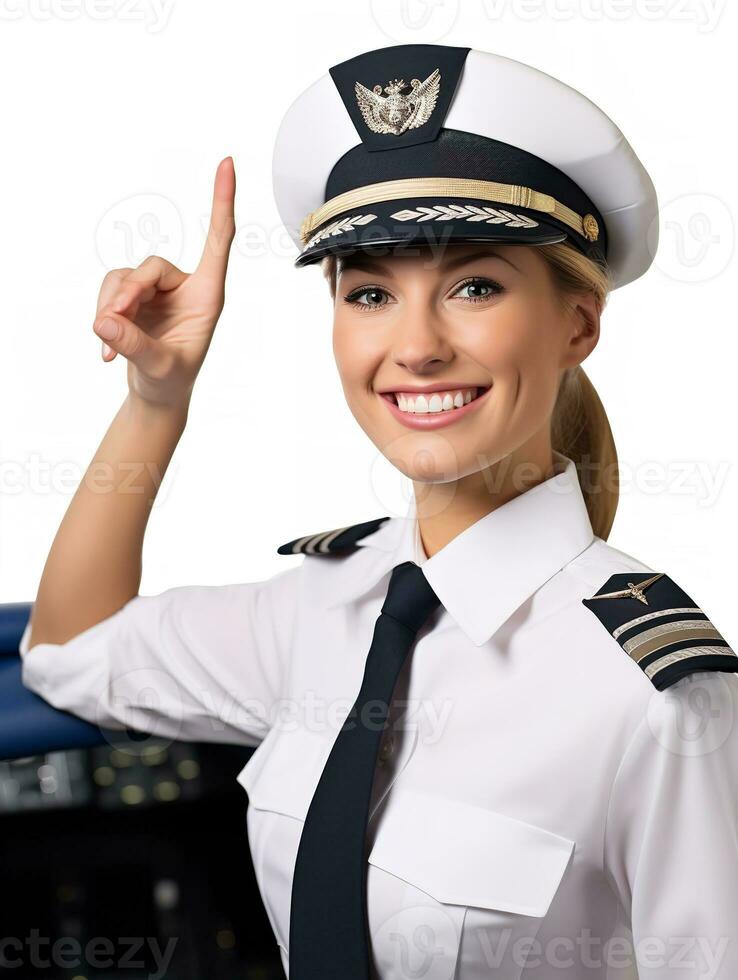 AI generated Confident Female Pilot at Controls, AI Generated photo