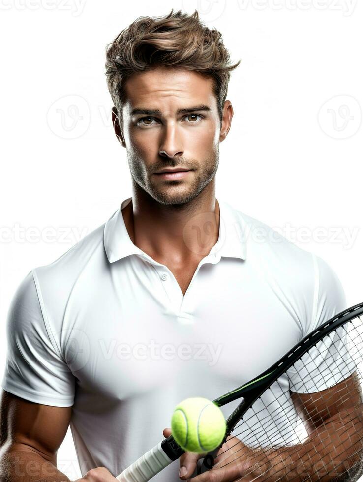 ai generado as masculino tenis jugador en corte, ai generado foto