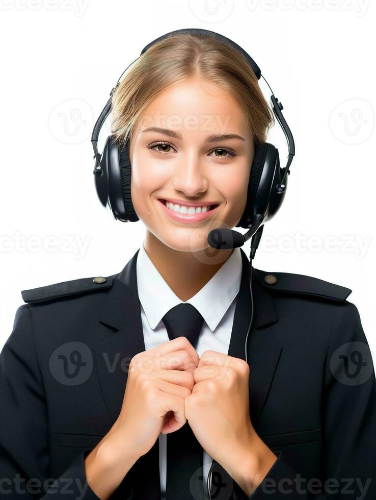 AI generated Confident Female Pilot at Controls, AI Generated photo