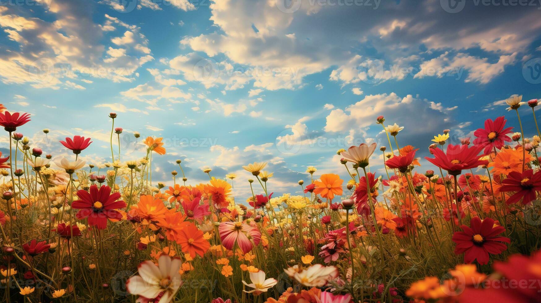 AI generated Vibrant Summer Flower Field - AI Generated photo