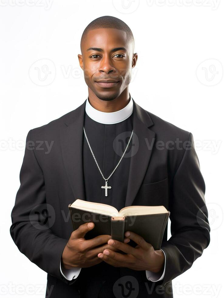 ai generado espiritual masculino sacerdote en iglesia, ai generado foto