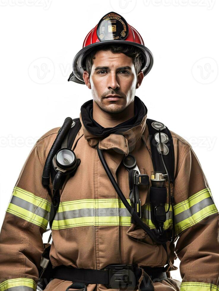 AI generated Brave Male Firefighter in Action, AI Generated photo