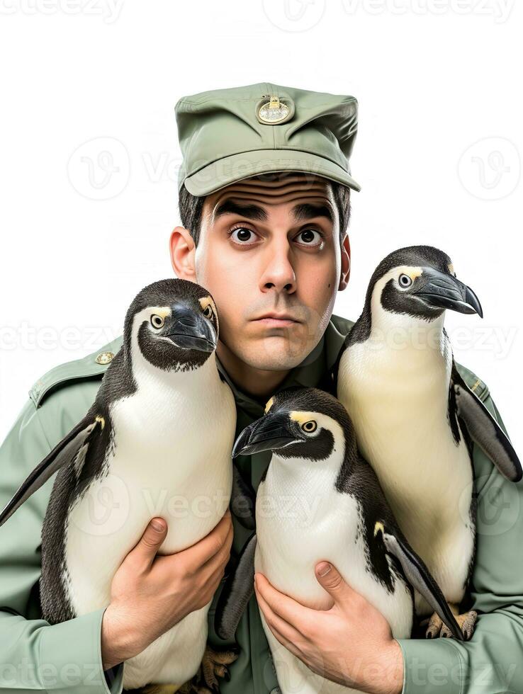 AI generated Experienced Male Zookeeper with Animals, AI Generated photo
