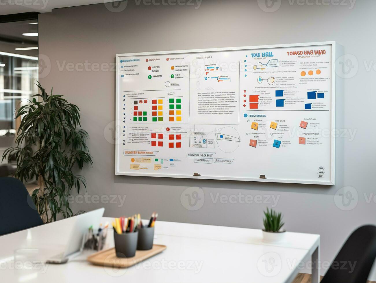 AI generated Interactive Whiteboard Mockup for Creative Ideas - AI Generated photo