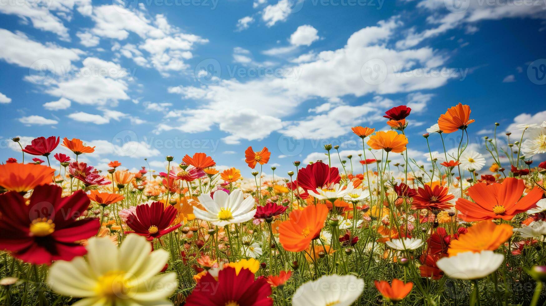 AI generated Vibrant Summer Flower Field - AI Generated photo