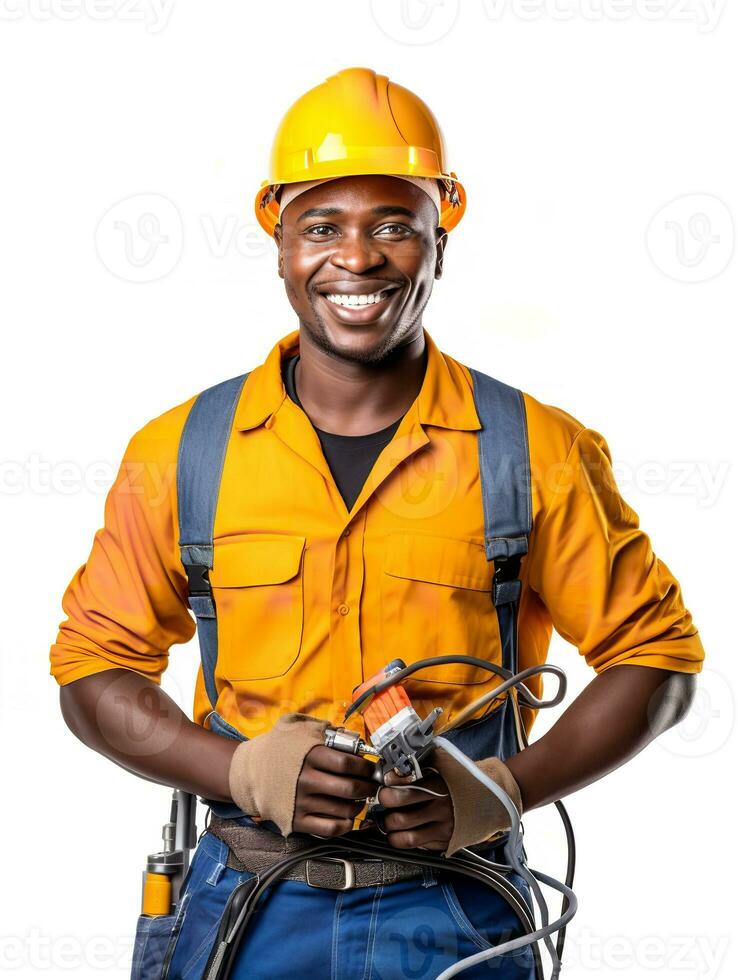 AI generated Skilled Male Electrician Fixing Wiring, AI Generated photo