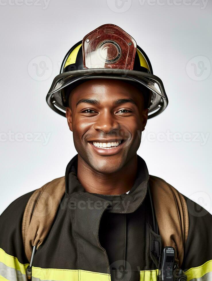 AI generated Brave Male Firefighter in Action, AI Generated photo