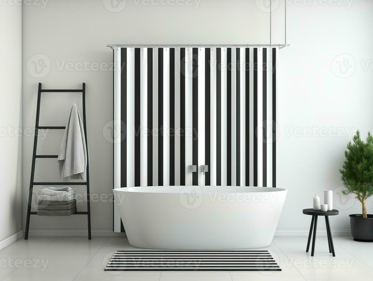 ai generado elegante ducha cortina Bosquejo para baño decoración - ai generado foto