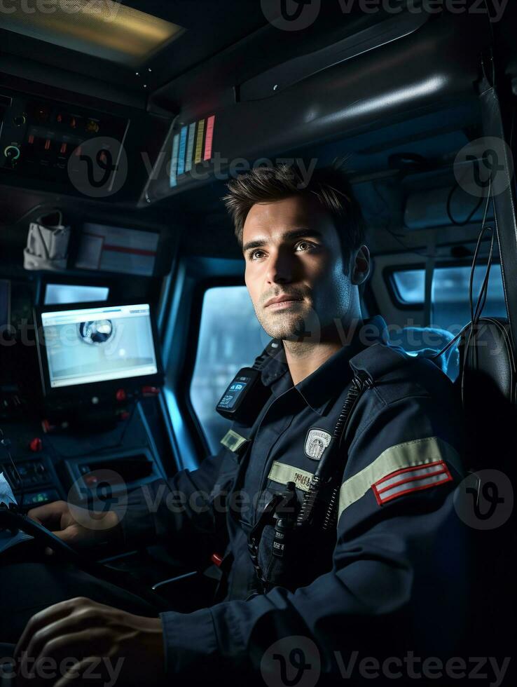 AI generated Dedicated Male Paramedic on Duty, AI Generated photo