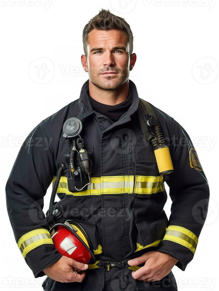 AI generated Brave Male Firefighter in Action, AI Generated photo