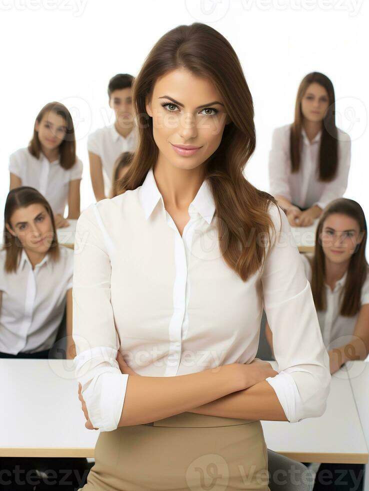 AI generated Female Teacher Leading Class, AI Generated photo