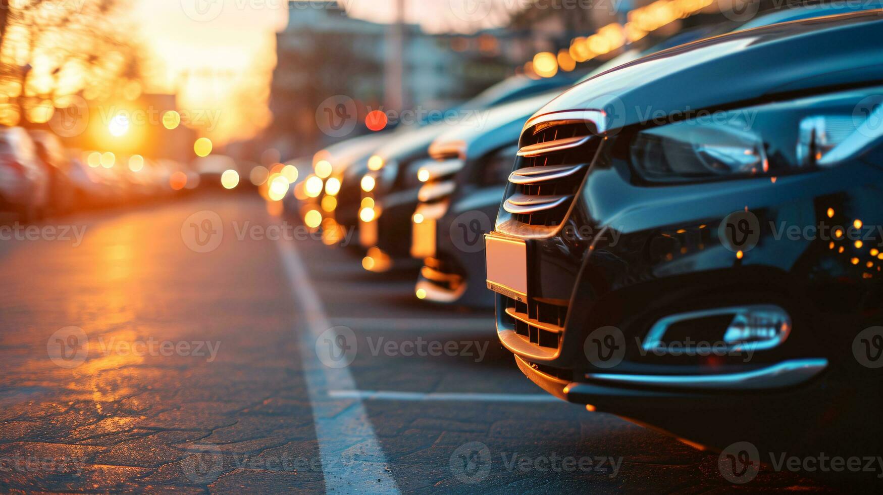 ai generado coche estacionado a al aire libre estacionamiento lote. usado coche para rebaja y alquiler servicio. coche seguro antecedentes. automóvil estacionamiento área. coche concesión y comerciante agente concepto. automotor industria. foto