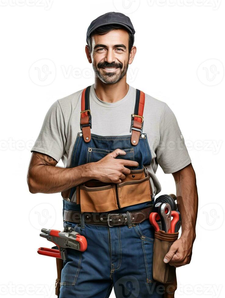 AI generated Expert Male Plumber with Tools, AI Generated photo