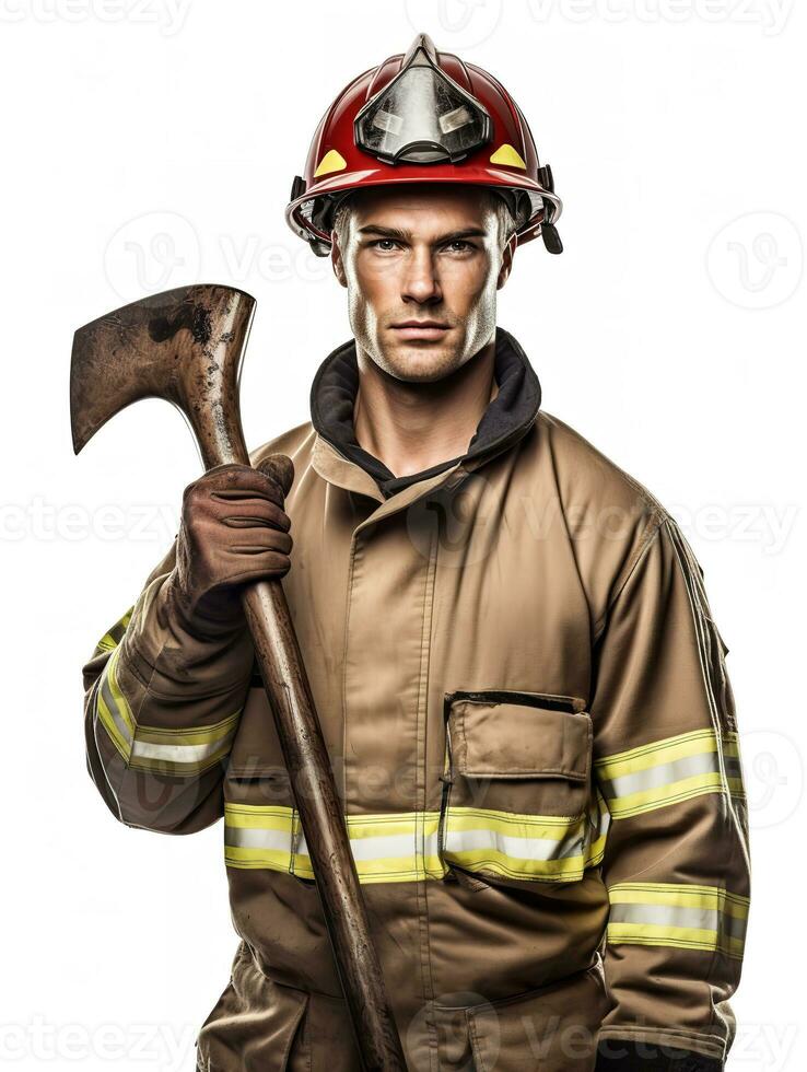 AI generated Brave Male Firefighter in Action, AI Generated photo