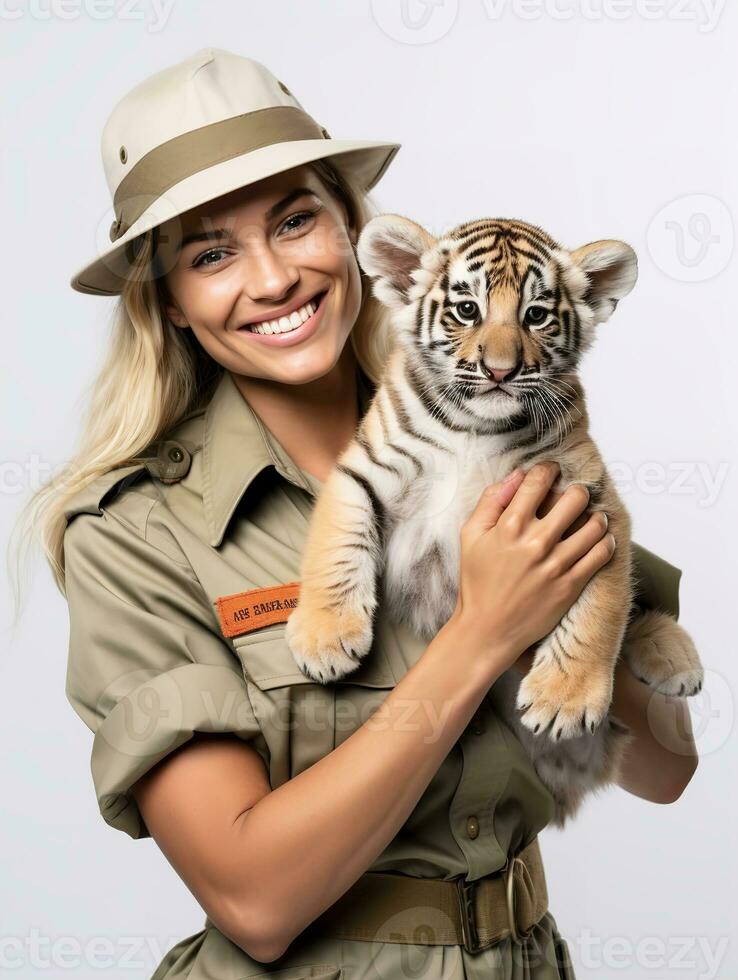 AI generated Caring Female Zookeeper, AI Generated photo